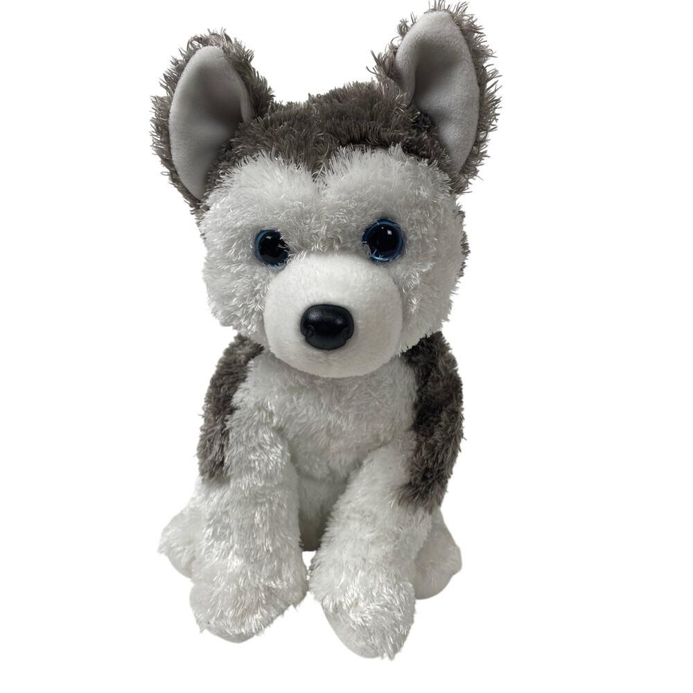 TY Classic Husky Dog Plush Blue Eyed 2009 Ty Silk 10" Stuffed Animal
